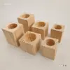 Almohadillas Redondas de Madera Maciza, Juego de Cuatro, para Patas de Mesa, Patas de Cama, Bloques Elevadores de Muebles, Almohadillas de Soporte para Patas de Gabinete Talladas en Madera Maciza