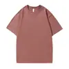 Camiseta de algodón puro de peso pesado de 250 g, gruesa y no transparente, de manga corta, casual y versátil, unisex, color liso, corte holgado, simple, talla grande, básica