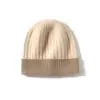 Cachemir 2026 Outono/Inverno Novo Estilo Feminino High-End Tricô Cor Quente Bloco de Cores Costela Proteção de Orelha Chapéu Tricô Casual Turbante Chapéu
