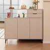 Armário de entrada em madeira maciça, armário de sapatos combinado, para uso doméstico, adequado para a entrada ou sala de estar, design novo, armário de armazenamento de dupla face, estilo cor creme