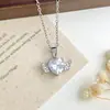 Collar Nuevo Más Vendido Ángel Corazón Rosa Accesorios para Collar Cadena para Clavícula Brillante de Circonita de Gama Alta Nicho para Mujeres