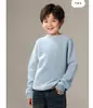 Suéter de cachemira para niños y niñas, nuevo, de cuello redondo, 100% lana pura, para otoño e invierno, suéter básico para bebé, engrosado