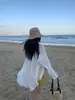 Mesmo Estilo da Qiao Mei! Camisa Listrada de Manga Longa para Mulheres, Camisa com Proteção Solar Levemente Transparente, Top Texturizado Relaxado