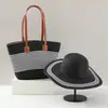 Nuevo Set de Bolso y Sombrero Tejido de Paja, Set de Dos Piezas de Gran Capacidad, Bolso Tote para Viajes al Aire Libre, Sombrero de Ala Ancha para el Sol, Versátil