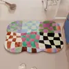 Alfombrilla de baño con patrón de tablero de ajedrez Líneas de dopamina para inodoro baño Alfombrilla versátil para pies Hogar Alfombrilla de tierra de diatomeas