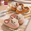 Pantuflas de Algodón Originales Hello Kitty para Niños Invierno Niñas Calientes con Felpa Extra Piel Zapatos de Algodón Bebé HelloKitty Padre-Hijo