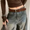 Cinturón Vintage Melard con Adorno de Gamuza para Mujer, Estilo de Nicho de Alta Gama, Adecuado para Vestidos y Jeans, con Decoración de Hebilla