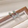 Yiluyin Plata de Ley S925 Jade Azul de Agua Ruyi Calabaza Perla Redonda Fortuna y Prosperidad Nuevo Estilo Chino Pendientes Versátiles