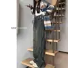 Jeans de Pierna Ancha Retro Estilo Americano Gris Cemento para Mujer 2025 Primavera y Otoño Nuevos de Cintura Alta Sueltos Adelgazantes Rectos de Piso