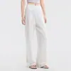 Calça Feminina de Linho Reta Casual, Solta e Fluida, Leve e Respirável, Calça Cigarette Casual