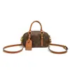 Bolsa de Almofada Estampada em Cor Contrastante para Mulheres 2026 Nova Bolsa de Mão Vintage Europeia e Americana Bolsa Boston Texturizada Versátil Transfronteiriça