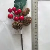 Accesorios de decoración personalizados de fábrica para Navidad y Año Nuevo, accesorios de boda, boda, bricolaje, flores de Navidad tridimensionales, frutos rojos