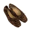 Sapatilhas Femininas Retro Francesas Plissadas com Laço 2026 Nova Marca Nicho Veludo Dourado Estampa de Leopardo Sapatos de Ballet Mocassins