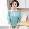 Suéter de solapa estilo occidental de mamá, camisa pequeña de manga larga de primavera para mujeres de mediana edad y mayores, camisa de fondo, suéter delgado nuevo para mujeres de mediana edad
