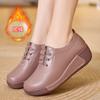 Zapatos de plataforma cálidos con forro polar para otoño e invierno de 2024, antideslizantes, para mujer, para madres de mediana edad y mayores, informales, de algodón.