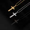 Colar com Pingente Cruzado Bicolor de Aço Inoxidável Novo Transfronteiriço Banhado a Ouro 18K Sem Desbotamento Joia Clássica Personalizada