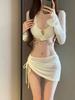 Nuevo bikini 2024 traje de baño sexy para mujer de cuatro piezas blusa falda pareo aguas termales dividido traje de baño de alta calidad mujer