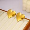 Explosiones transfronterizas estilo ins anillo clásico de corazón de melocotón oro de 18k acero inoxidable amor pendientes lisos traje simple primero