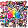 50 Folhas Y2K Hot Girl Retro Pacote de Adesivos Neon Milênio Elementos de Nostalgia Americana Fita Cassete CD Skate Adesivos Decorativos