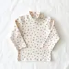 Camada Base Meia-Gola para Bebê Camiseta Macia e Confortável de Manga Longa para Meninos e Meninas com Estampa de Urso e Floral, Roupa Interna Quente