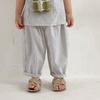 Top de Rayas Verticales de Algodón y Lino Estilo Western para Niños y Niñas, Cuello Redondo Pequeño, Chaleco Sin Mangas Japonés, Pantalones Cortos para Niños