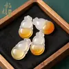 Anel Pingente de Calcedônia Colorida Natural Gato DIY Ágata Cor de Doce Joias Criativas Fofas Animal de Estimação Fofo Estilo Chinês Acessórios de Jade