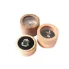 Tapa Superior e Inferior Redonda Madera de Haya Anillo Acrílico Caja para Anillos Transparente Caja para Anillo de Compromiso Madera Maciza Femenina Caja para Anillo de Diamantes Empaque de Almacenamiento