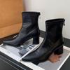 2025 Nuevo Estilo Otoño Punta Afilada Tacón Grueso Botines Cortos Botas de Tacón Alto para Mujer Botines Cortos Ajustados Botas de Caballero Versátiles de Moda