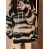 Suéter de cuello redondo con diseño casual, suéter tejido, nueva moda de primavera y otoño, manga larga holgada, top elegante para mujer