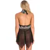 Fabricante Temu Suministro Encaje Lencería Erótica Transparente Espalda Descubierta Sexy Bata de Noche Malla Vestido con Tiras Irregulares para Mujer