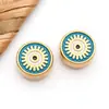 Acero Inoxidable Doble Cara Esmalte Gota de Aceite Ojo Cuentas Espaciadoras Cuentas Sueltas Cuentas Cuadradas Pulsera DIY Europea y Americana Accesorios de Joyería