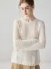 2026 Nuevo Suéter de Punto de Cachemira Jacquard Hueco Estilo Perezoso Manga Larga Cuello Redondo Top Pesado de Ganchillo para Mujer