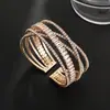 Nuevas Joyas Europeas y Americanas Pulsera de Seis Filas con Cruz de Pedrería Circonita Personalidad Exagerada Joyería para Pareja Apertura de Escenario B324