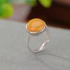Anillo de plata de ley Yilu S925 con cera de abejas, estilo retro, estilo étnico, con forma de círculo auspicioso chino y cara de huevo.