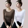 Camiseta base negra cuello redondo fina de modal para mujer nueva llegada Top Ankara rojo otoño manga larga camiseta primavera y otoño