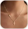 Melhor Venda Europeia e Americana Novo Colar Cruz Banhado a Ouro 18K Corrente para Clavícula Feminina Moda Simples Joia para o Dia a Dia