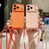 Funda de Teléfono TPU con Ventana Grande y Correa Fina Adecuada para Apple 17Promax Color Sólido Estilo 16 Ins 15/11 Dopamina