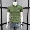 Camisa Polo Masculina de Manga Curta de Verão Transfronteiriça, Simples, de Alta Qualidade, Versátil, Estampada com Letras, Camiseta Casual Juvenil da Moda com Gola
