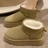 Botas de nieve de suela gruesa para mujer, nuevos zapatos de invierno Birkenstock peludos 2026, botines cortos de felpa y engrosados, zapatos de algodón del noreste