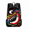 Mochila Escolar Nova para Estudantes Temu Amazon 16 polegadas Monstro de Desenho Animado Estilo Graffiti Estampado Grande Capacidade Redução de Peso Fabricante