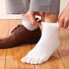 Calcetines de cinco dedos para hombre, de algodón de color liso, de caña media, para negocios, otoño e invierno, desodorantes, absorbentes del sudor, deportivos de ocio, calcetines Zhuji
