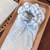 Scrunchie pequeño de encaje floral estilo coreano con lazo, liga elástica para el cabello, accesorio para el cabello