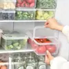 Caja de Almacenamiento Transparente con Tapa abatible Comercial para Conservar la Frescura Plástico de Grado Alimenticio Caja con Tapa abatible Refrigerador Caja Sellada para Porcionar Frutas, Verduras e Ingredientes