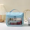 Bolsa de Higiene Impermeável Portátil de Grande Capacidade em PVC Fosco Bolsa de Armazenamento PU com Aba Portátil Bolsa Transparente para Cosméticos