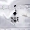 Clavo de ombligo de mariposa anillo de ombligo de lazo acero inoxidable incrustado con circonita adornos de ombligo venta caliente transfronteriza joyería de perforación corporal