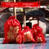 Bolsa de Tecido Vermelho para Joias e Embalagem de Presente, Saquinho de Cetim Brocado, Bolsa da Sorte com Cordão para o Festival da Primavera, Bolsa das Cem Bênçãos, Esplêndido