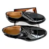 Zapatos de Piel de Lujo para Hombre Punta de Perla de Borde Abierto Piel de Vaca de Primera Capa Británicos Formales de Negocios con Cordones Completamente Hechos a Mano por Dentro y por Fuera Piel de Vaca