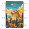 Letrero de Lata Decorativo de Paisajes de Viajes Retro Europeos y Americanos Transfronterizos, Letreros Metálicos de Monumentos de Ciudades Antiguas Famosas de Varios Países