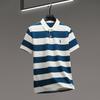Camiseta de Manga Corta para Hombre Nueva de Verano Marca de Moda Camisa Polo Rayada Versátil Holgada de Media Manga para Hombre