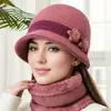Sombrero de madre para mujeres de mediana edad y ancianas, otoño e invierno, cálido, con felpa adicional, gorro de lana tejido grueso, protección contra el frío, sombrero tipo cubo para abuela, señora mayor